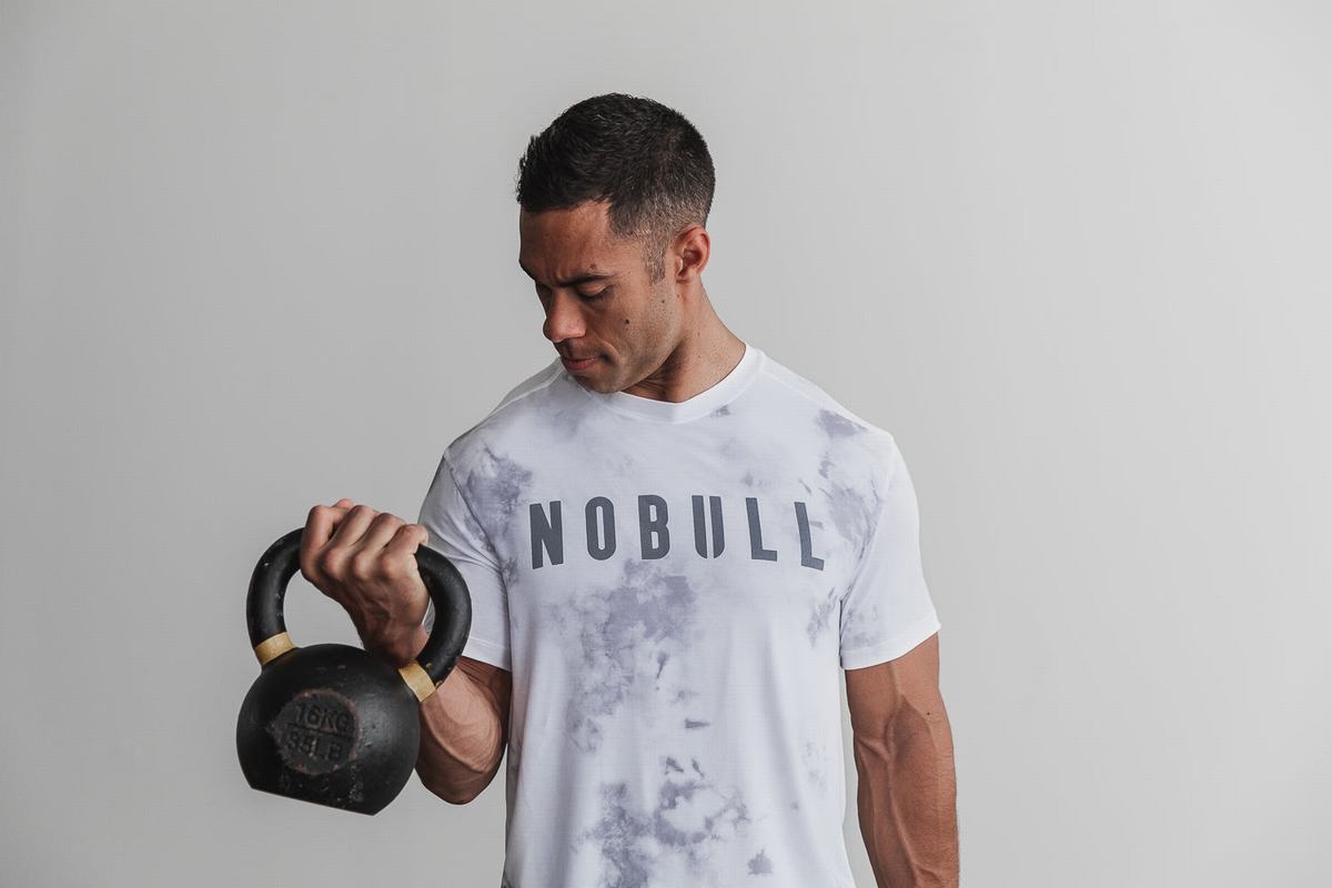 Nobull Tie-Dye Men\'s T Shirts White | Australia (HG1245)